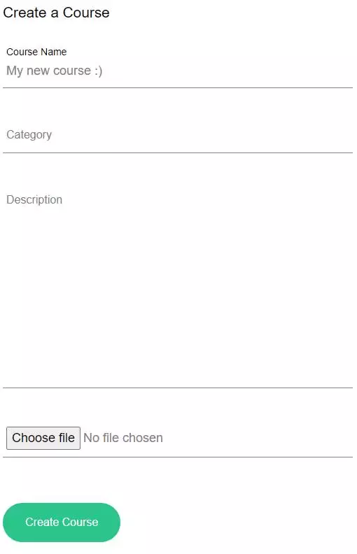 Create course form.